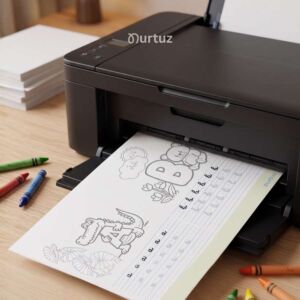 Creative Seed My First Cursive Alphabet printable workbook for kids with alligator illustration by Nurtuz