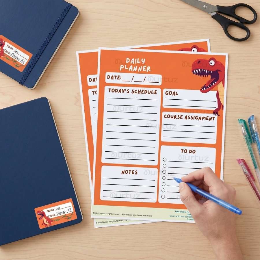 T-Rex - School Labels & Planner Set 3 T-Rex - School Labels & Planner Set - Image 3