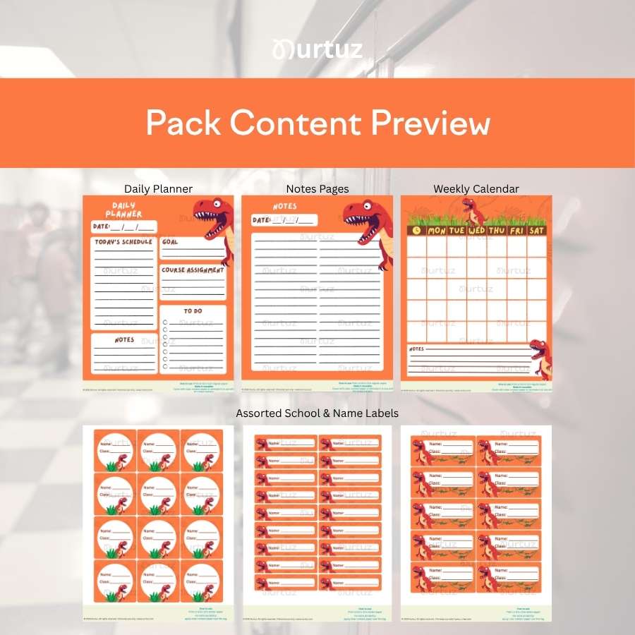 T-Rex - School Labels & Planner Set 4 T-Rex - School Labels & Planner Set - Image 4